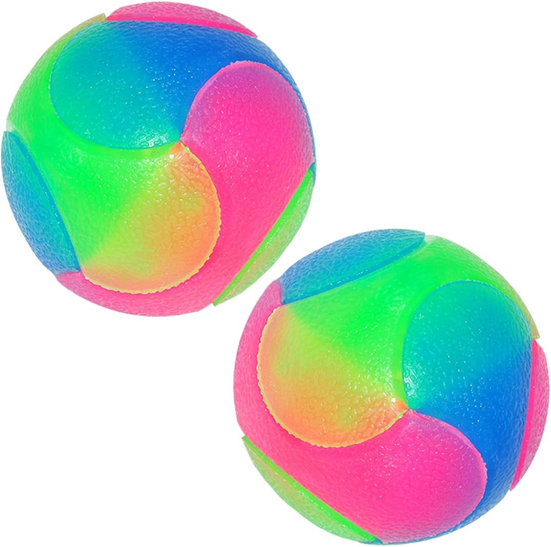 Set of 2 Illuminated Dog Balls - LED Glow in the Dark Pet Toys for Dogs and Cats