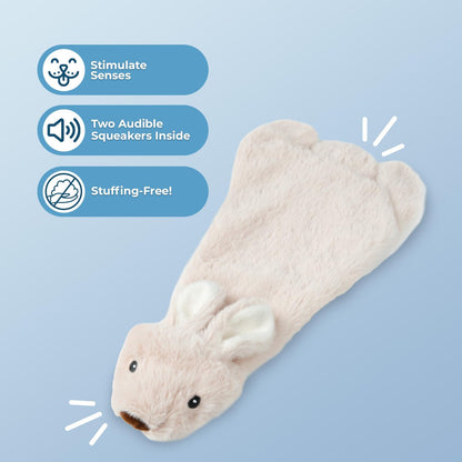 2-In-1 Stuffless Squeaky Dog Toy - Hare, Medium