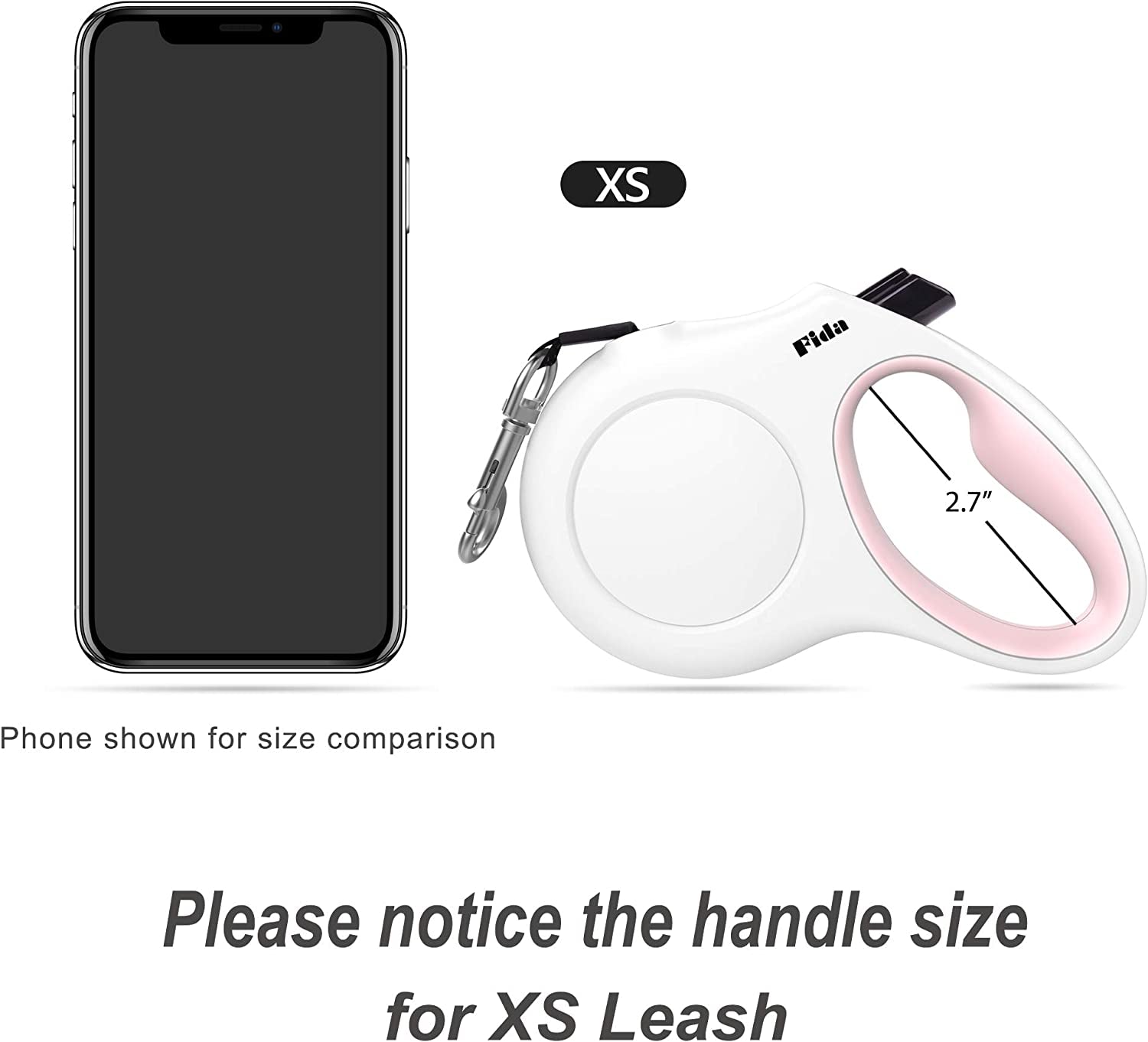 Retractable Dog Leash with Integrated Dispenser and Waste Bags, 10 Feet, White and Pink