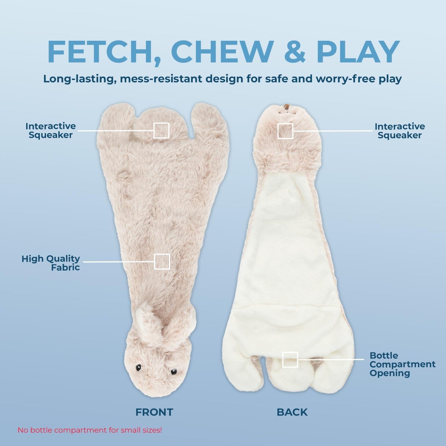 2-In-1 Stuffless Squeaky Dog Toy - Hare, Medium