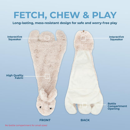 2-In-1 Stuffless Squeaky Dog Toy - Hare, Medium