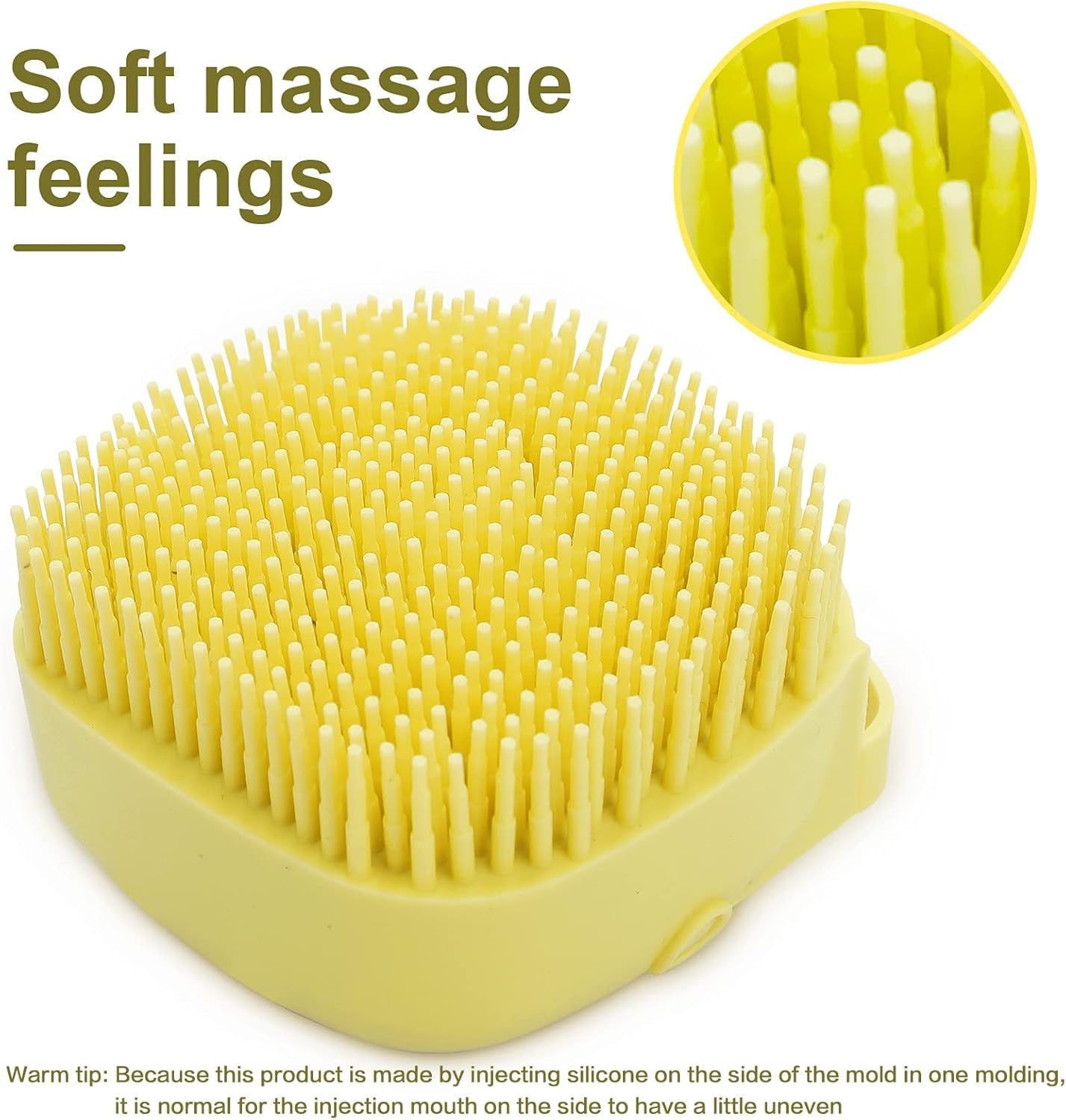 Pet Bath Brush with Shampoo Dispenser and Scrubber for Dogs (Yellow)