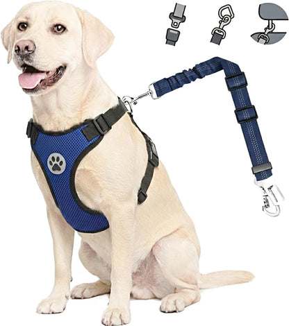 Dog Car Harness and Seatbelt with 2-in-1 Buckle