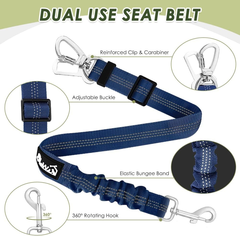 Dog Car Harness and Seatbelt with 2-in-1 Buckle