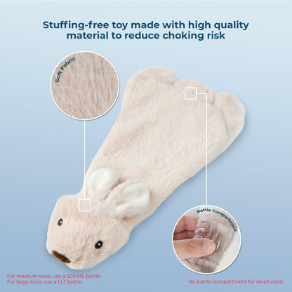 2-In-1 Stuffless Squeaky Dog Toy - Hare, Medium